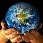 hands holding world